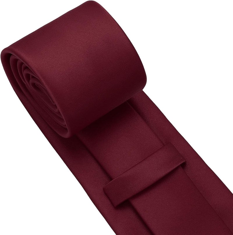pensee Men's Tie Set Solid Pure Color 3.15" (8CM) Classic Formal Plain Necktie and Pocket Square Set For Men - Image 5